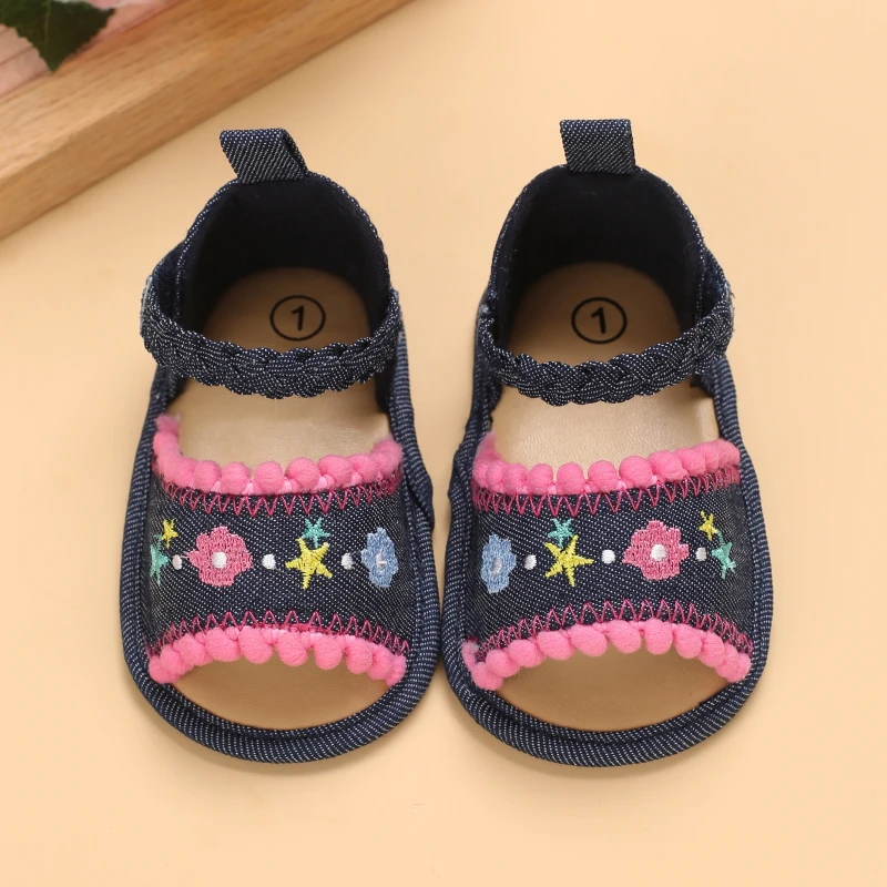 0-18 Months Baby Girls Sweet Flowers Sandals Summer Soft Sole Flat Princess Dress Shoes Infant Non-Slip First Walkers Footwear