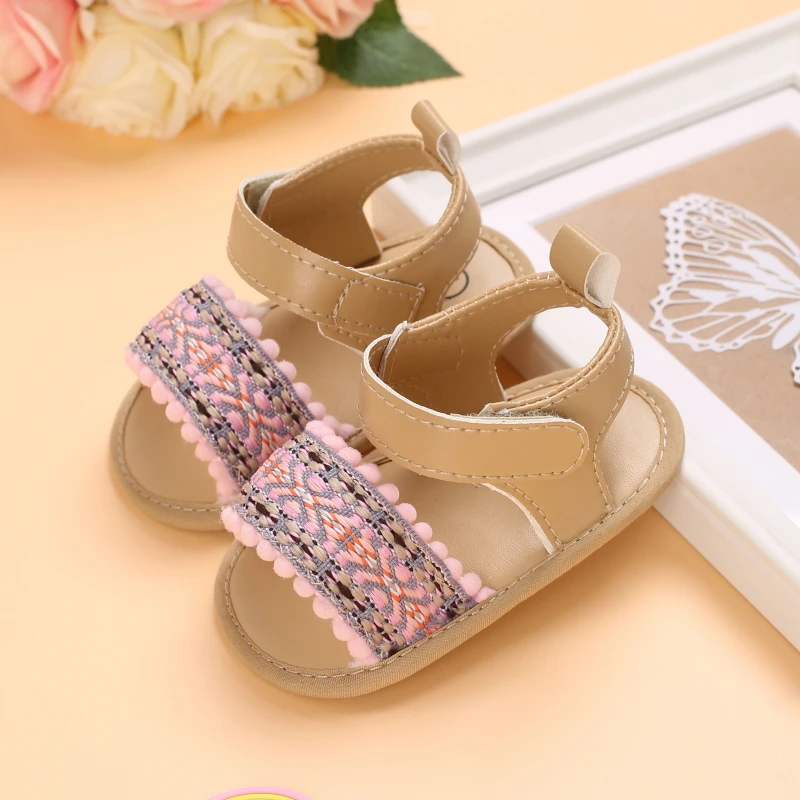0-18 Months Baby Girls Sweet Flowers Sandals Summer Soft Sole Flat Princess Dress Shoes Infant Non-Slip First Walkers Footwear