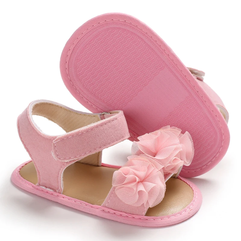 0-18 Months Baby Girls Sweet Flowers Sandals Summer Soft Sole Flat Princess Dress Shoes Infant Non-Slip First Walkers Footwear