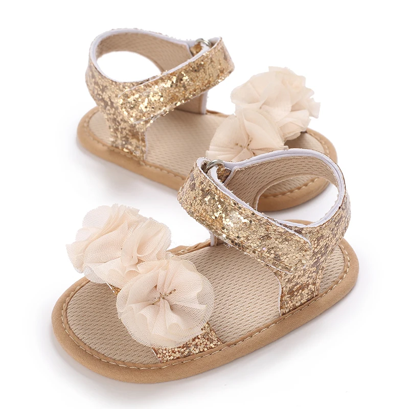 0-18 Months Baby Girls Sweet Flowers Sandals Summer Soft Sole Flat Princess Dress Shoes Infant Non-Slip First Walkers Footwear