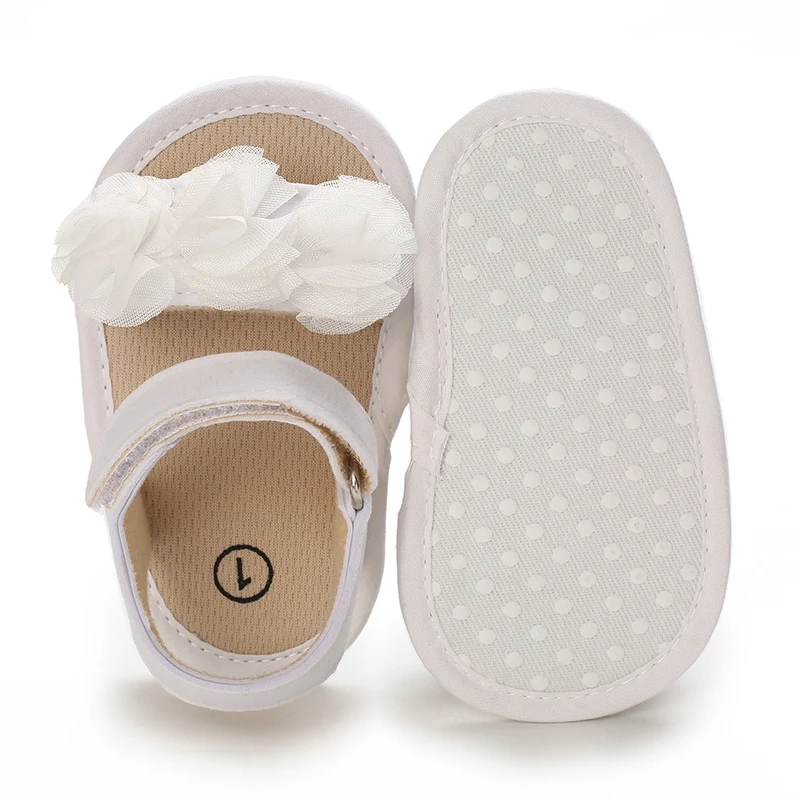 0-18 Months Baby Girls Sweet Flowers Sandals Summer Soft Sole Flat Princess Dress Shoes Infant Non-Slip First Walkers Footwear