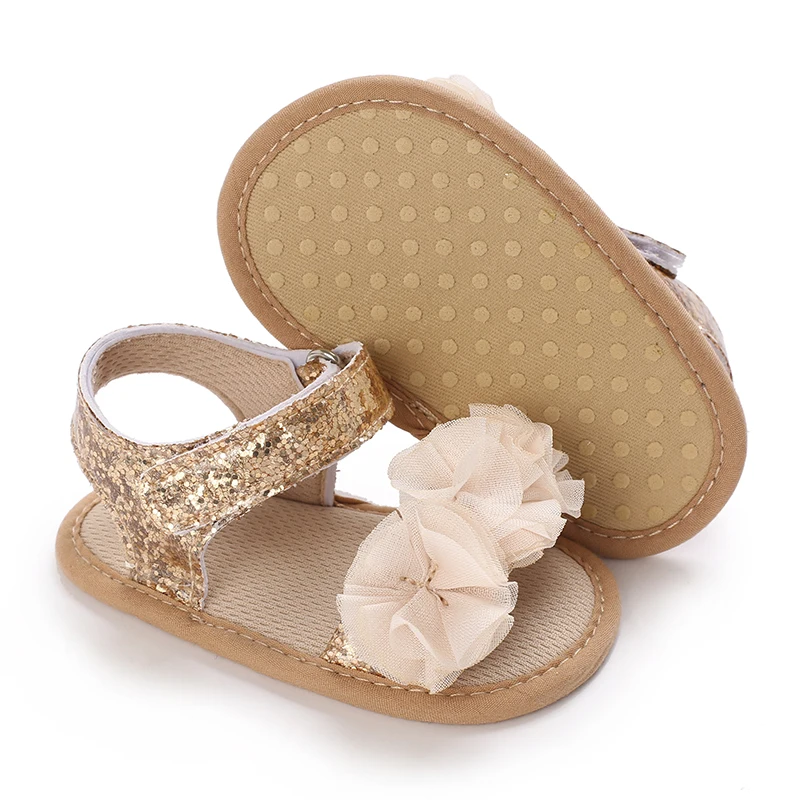 0-18 Months Baby Girls Sweet Flowers Sandals Summer Soft Sole Flat Princess Dress Shoes Infant Non-Slip First Walkers Footwear