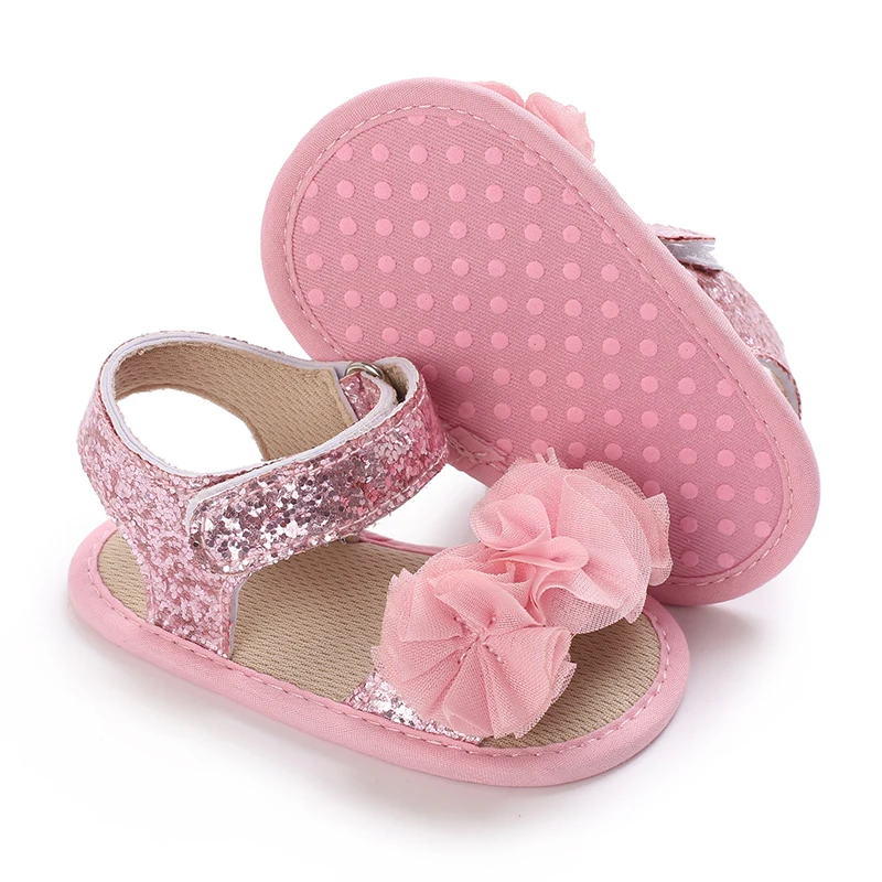 Alternative view of 0-18 Months Baby Girls Sweet Flowers Sandals Summer Soft Sole Flat Princess Dress Shoes Infant Non-Slip First Walkers Footwear