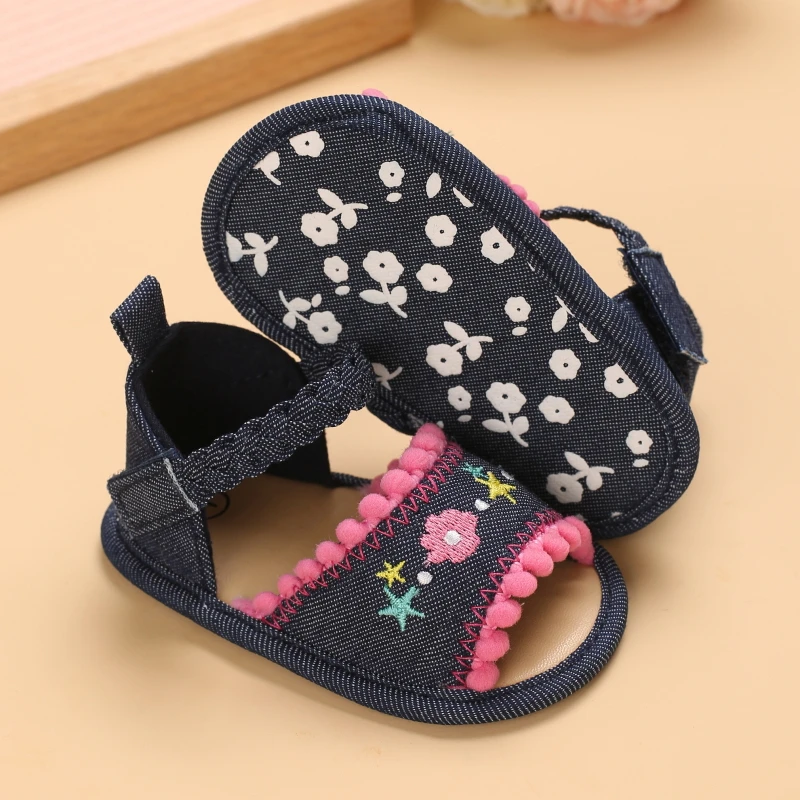 0-18 Months Baby Girls Sweet Flowers Sandals Summer Soft Sole Flat Princess Dress Shoes Infant Non-Slip First Walkers Footwear