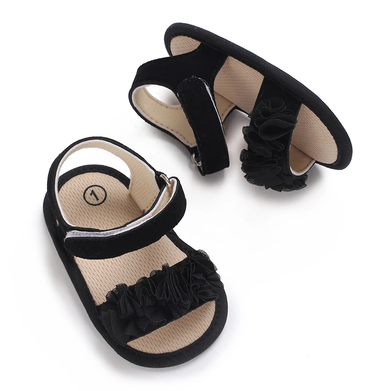 0-18 Months Baby Girls Sweet Flowers Sandals Summer Soft Sole Flat Princess Dress Shoes Infant Non-Slip First Walkers Footwear