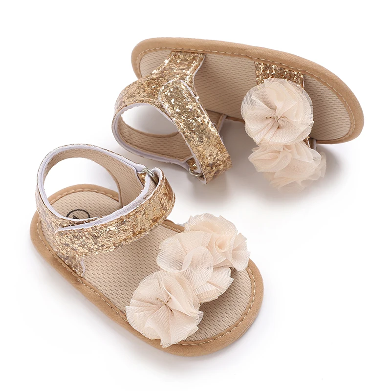 0-18 Months Baby Girls Sweet Flowers Sandals Summer Soft Sole Flat Princess Dress Shoes Infant Non-Slip First Walkers Footwear