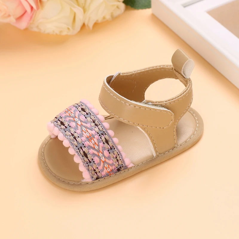 0-18 Months Baby Girls Sweet Flowers Sandals Summer Soft Sole Flat Princess Dress Shoes Infant Non-Slip First Walkers Footwear