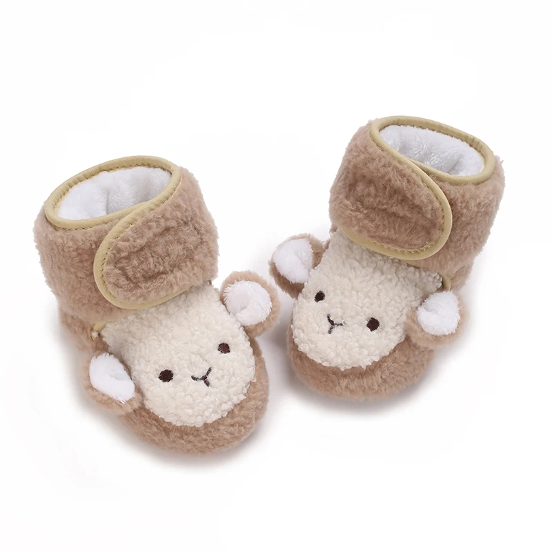 Autumn Winter Boots Baby Girl Boys Winter Warm Shoes Solid Fashion Toddler Fuzzy Balls First Walkers Kid Shoes 0-18M