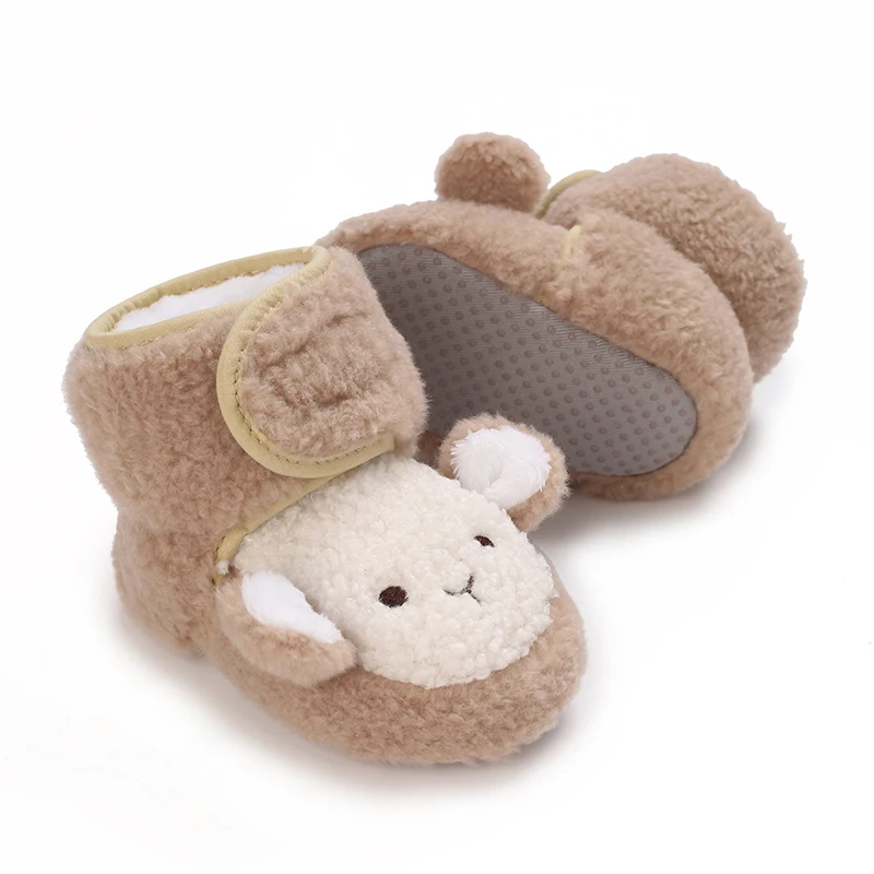Autumn Winter Boots Baby Girl Boys Winter Warm Shoes Solid Fashion Toddler Fuzzy Balls First Walkers Kid Shoes 0-18M