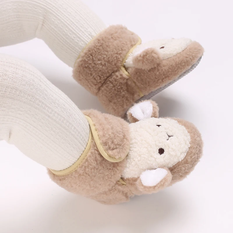 Autumn Winter Boots Baby Girl Boys Winter Warm Shoes Solid Fashion Toddler Fuzzy Balls First Walkers Kid Shoes 0-18M