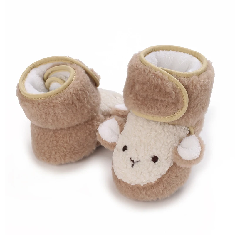 Autumn Winter Boots Baby Girl Boys Winter Warm Shoes Solid Fashion Toddler Fuzzy Balls First Walkers Kid Shoes 0-18M