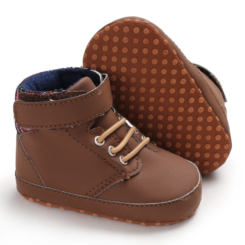 Newborn Male Baby Shoes Soft Soled Crib Shoes Warm Boots Anti Slip Sports Shoes 0-18 Months Old The First Walking Shoe