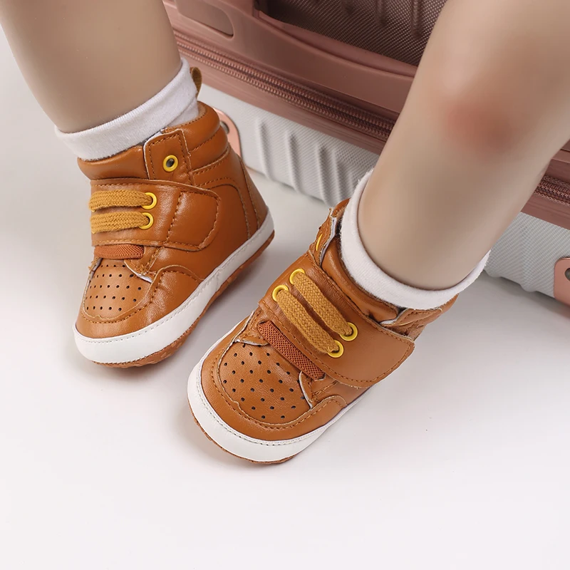 Newborn Male Baby Shoes Soft Soled Crib Shoes Warm Boots Anti Slip Sports Shoes 0-18 Months Old The First Walking Shoe