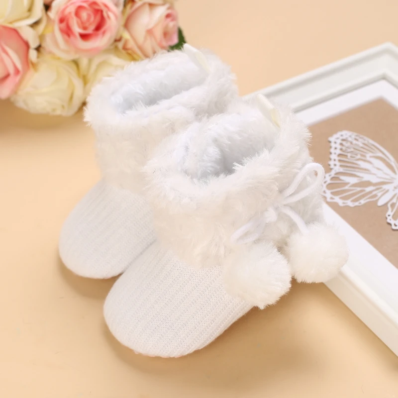 Alternative view of Winter Snow Boots For Newborn Baby Girls Booties Keep Warm Plush Inside Anti-slip Baby Infant Toddler Cute Soft Bottom Shoes