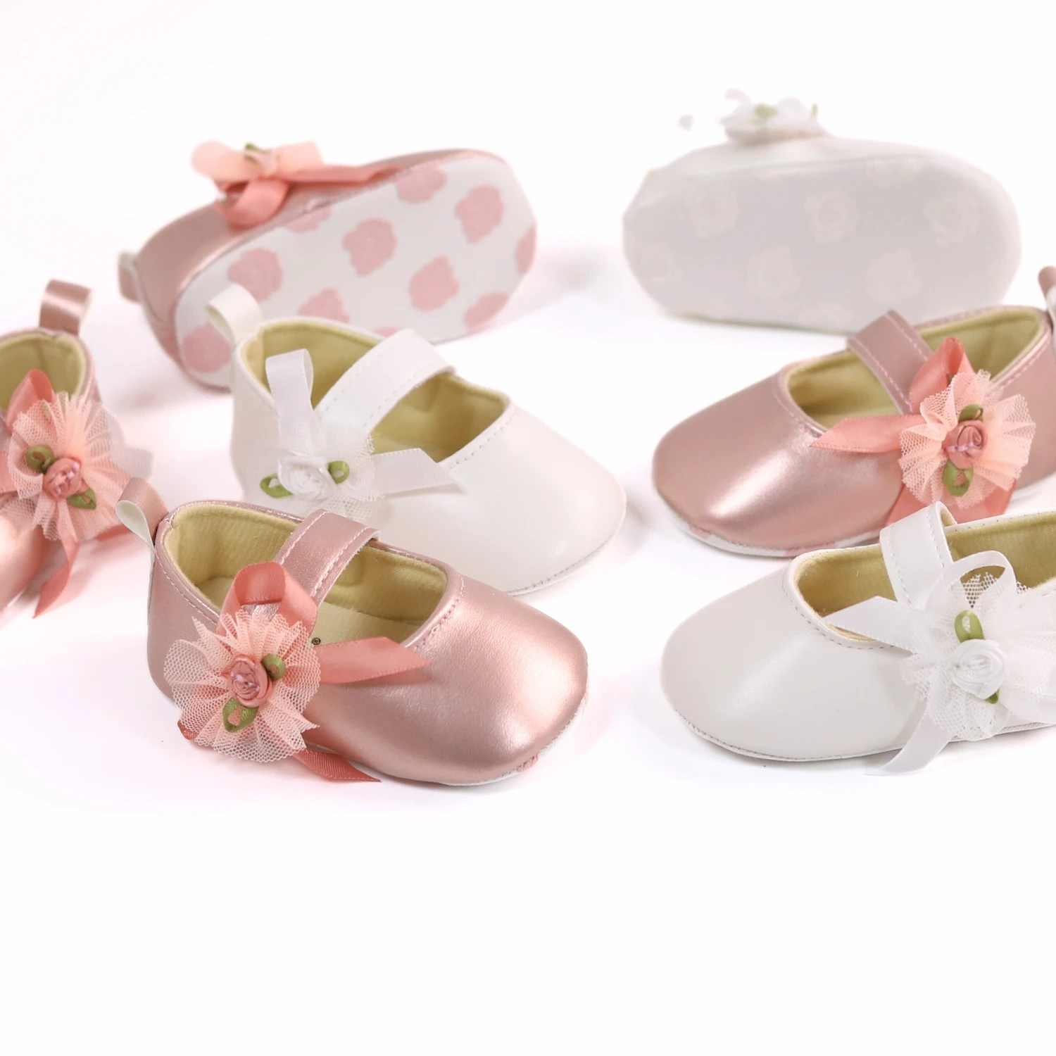 Baby toddler shoes, fashionable rose flower baby girl casual step shoes, light and non-slip, suitable for daily & vacation wear,