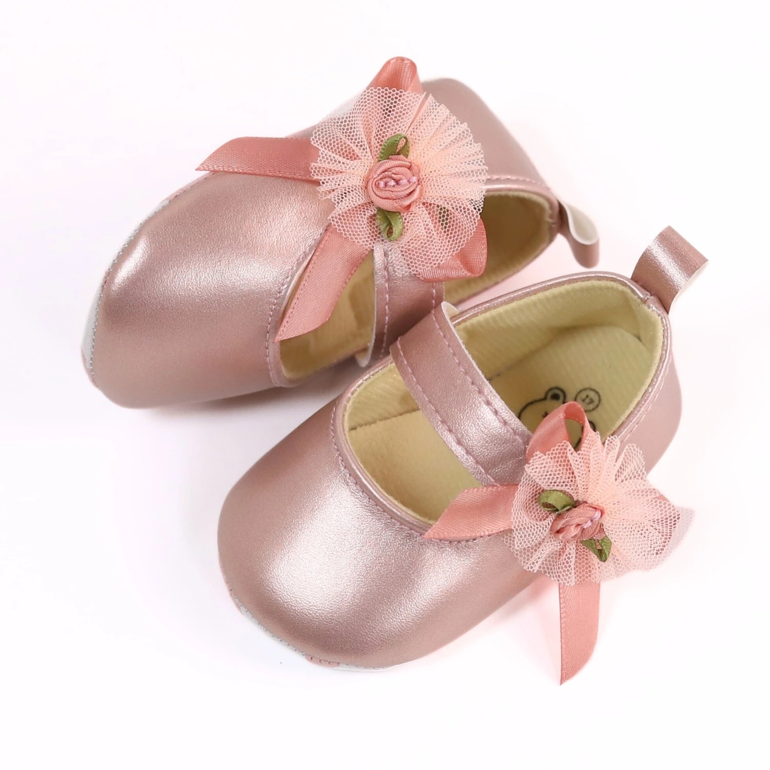 Baby toddler shoes, fashionable rose flower baby girl casual step shoes, light and non-slip, suitable for daily & vacation wear,