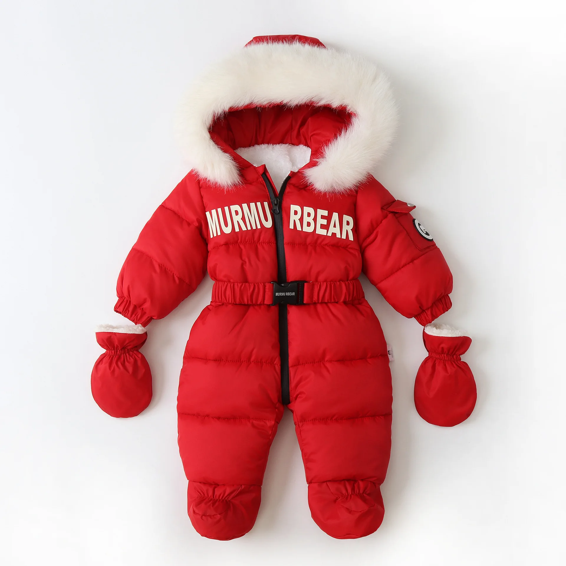 AYNIGIELL Winter Baby Jumpsuit Thick Warm Infant Hooded Inside Fleece Rompers Newborn Boy Girl Overalls Down Jacket Set