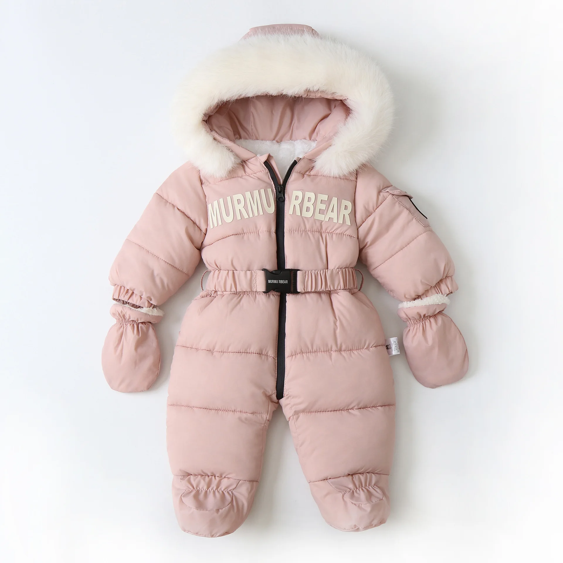 Alternative view of AYNIGIELL Winter Baby Jumpsuit Thick Warm Infant Hooded Inside Fleece Rompers Newborn Boy Girl Overalls Down Jacket Set