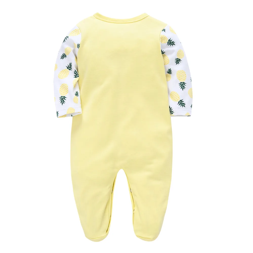 Alternative view of Kavkas Unisex Baby Romper Pineapple Print 100% Cotton Autumn Spring Clothes Full Sleeve O-Neck Newborn Jumpsuit