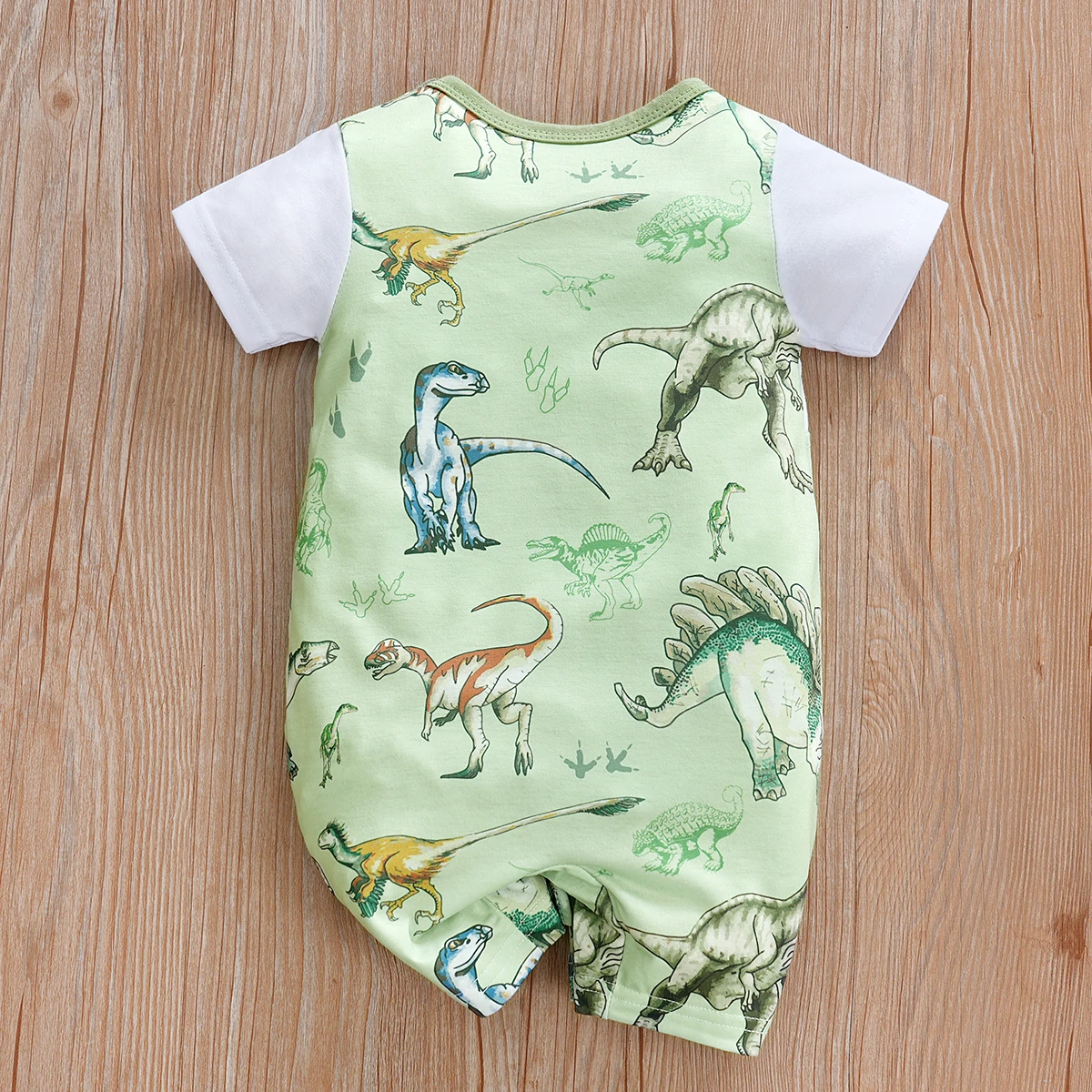 Alternative view of IURNXB Newborn Baby Overall Romper for Boys Infant Short Sleeve Dinosaur Printed One Piece Outfit Summer Bodysuit 0-12M