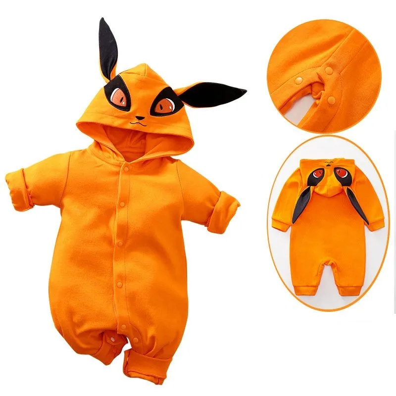 Alternative view of 0-18 Months Anime Baby Rompers Newborn Cosplay Costume Infant Akatsuki Nezuko Tanjirou Cotton Clothes Boys Girls Kids Outfit