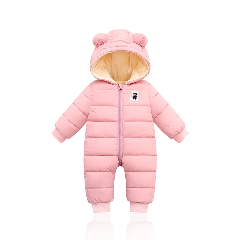Alternative view of overalls baby clothes Winter Plus velvet New born Infant Boys Girls Warm Thick Jumpsuit Hooded Outfits Snowsuit coat kids Romper