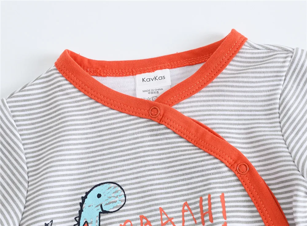 Kavkas Long Sleeve Newborn Cotton Baby Boy Romper 0-12 Months O-Neck Cartoon Print Casual Baby Clothes