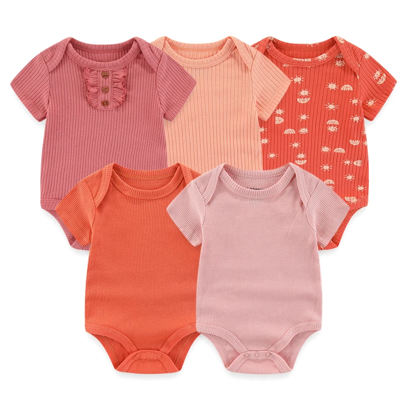 2023 Unisex Solid Color 5Pieces Baby Girl Clothes Cotton Newborn Bodysuits Cartoon Print Baby Boy Clothes Set Summer Bebes 2023 Unisex Solid Color 5Pieces Baby Girl Clothes Cotton Newborn Bodysuits Cartoon Print Baby Boy Clothes Set Summer Bebes