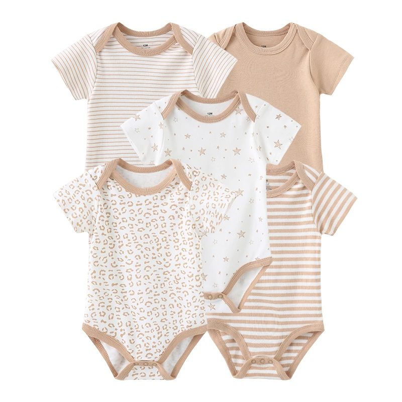 2023 Unisex Solid Color 5Pieces Baby Girl Clothes Cotton Newborn Bodysuits Cartoon Print Baby Boy Clothes Set Summer Bebes 2023 Unisex Solid Color 5Pieces Baby Girl Clothes Cotton Newborn Bodysuits Cartoon Print Baby Boy Clothes Set Summer Bebes