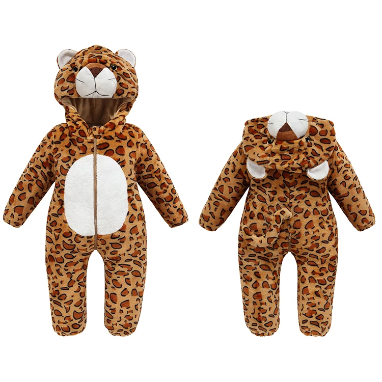 Kigurumi Baby Romper for Boys 0 to 3 6 9 12 18 24 Months Tiger Rabbit 2024 Winter Warm Newborn Kids Girl Jumpsuit Zipper Clothes - Image 3
