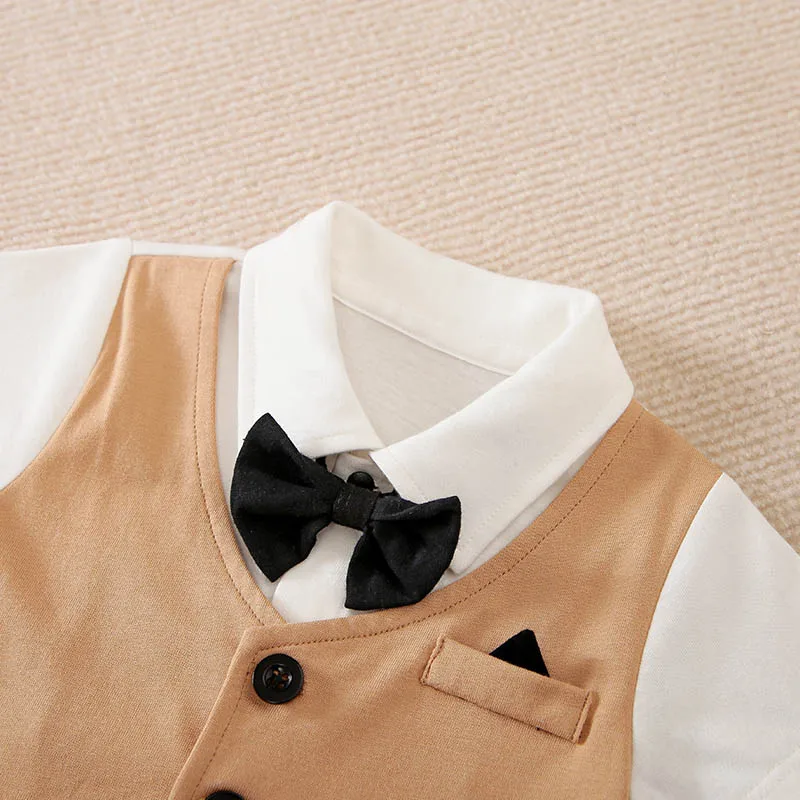 Alternative view of 0-18 Baby Bodysuit Gentleman Style Handsome Formal Cotton Comfortable Soft Boys And Girls Summer Short Sleeved Newborn Clothes
