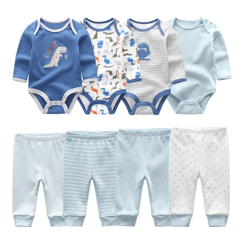 Alternative view of 2022 Cotton 6/8PCS Newborn Baby Boy Clothes 0-12M Autumn Bodysuits+Pants Boys Baby Clothing Sets Full Sleeve Baby Girl Clothes