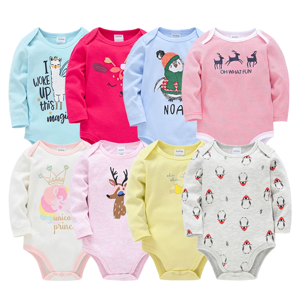 Alternative view of Kavkas Baby Boys Girls Bodysuit 6 PCS 3 PCS Long Sleeve 100% Cotton Baby Clothes 0-12 months Newborn body bebe Jumpsuit Clothing