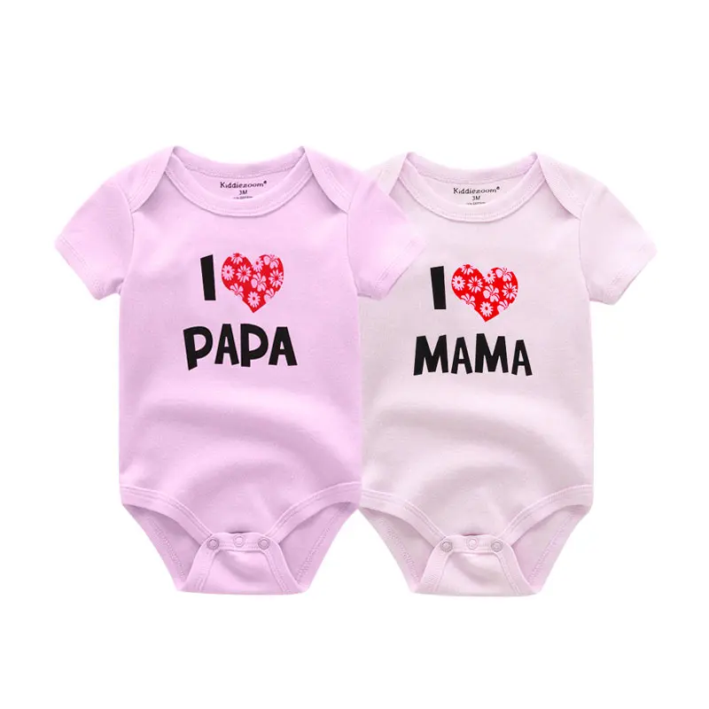Alternative view of Kiddiezoom 2 Pcs/Lot Four Seasons I love Papa Mama Newborn Boy Girl Bodysuits Soft 100%Cotton Baby onesies Twin Clothes