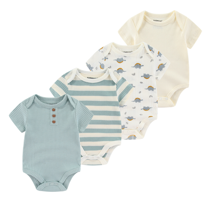 1/4Pcs Newborn Bodysuit Baby Boy Short Sleeve Jumpsuit Cartoon Print Toddler Girl Cotton Clothes 0-12Month Infant Romper Outfits