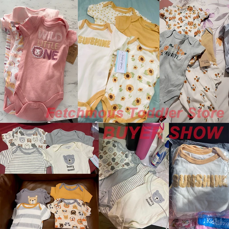 1/4Pcs Newborn Bodysuit Baby Boy Short Sleeve Jumpsuit Cartoon Print Toddler Girl Cotton Clothes 0-12Month Infant Romper Outfits