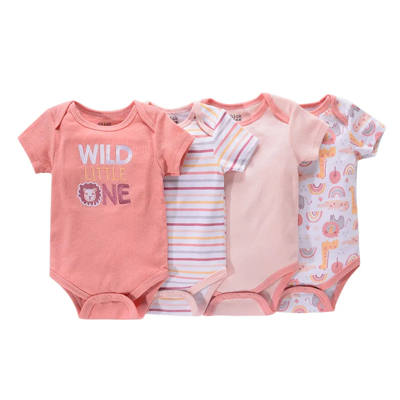 Alternative view of 1/4Pcs Newborn Bodysuit Baby Boy Short Sleeve Jumpsuit Cartoon Print Toddler Girl Cotton Clothes 0-12Month Infant Romper Outfits
