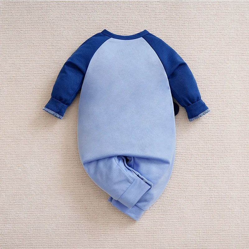 Alternative view of Spring and Autumn Newborn Baby Romper comfort long sleeve Baby Bodysuits blue Cartoons Dinosaur Animal 0-12 months Boy Clothes