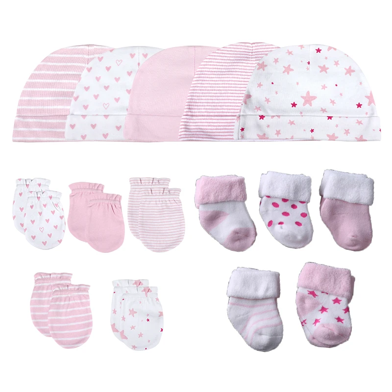 Alternative view of Newborn Hat+Gloves+Socks Set For Baby Boy&Girl Cotton Fall Casual Photography Props Soft Headwear Infant Nightcap Winter Fashion