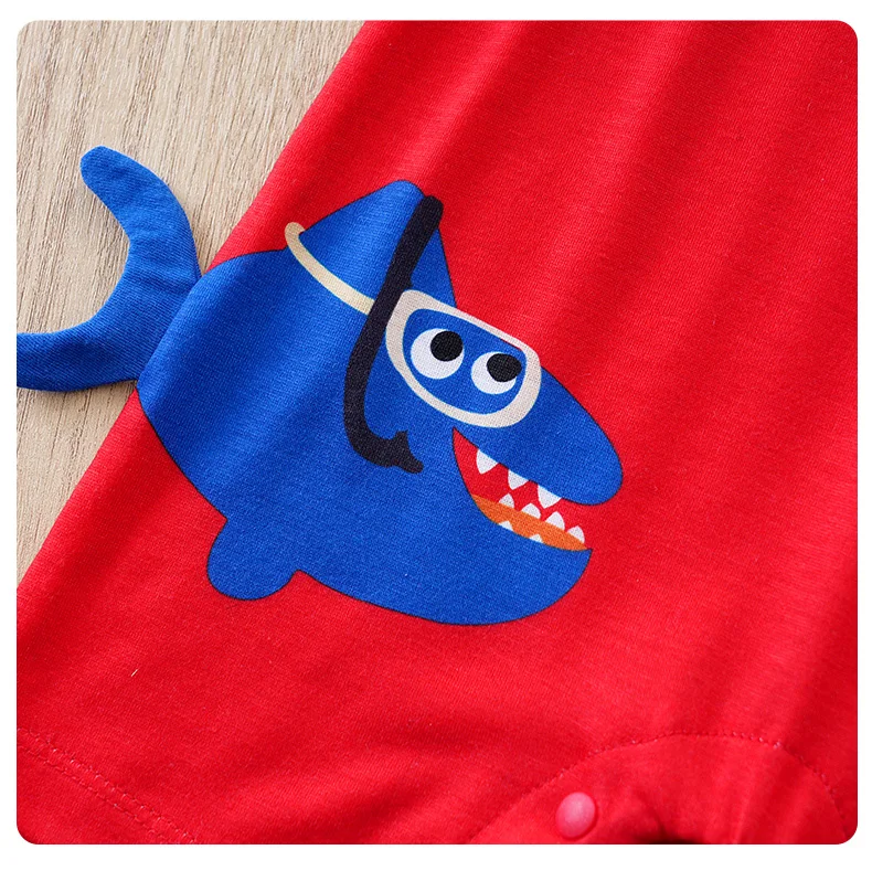 Newborn Clothes Cute Cartoon 3d Shark Print Strap Fake Two Comfortable Summer Boys And Girls 0-18 Short Sleeved Baby Jumpsuit Newborn Clothes Cute Cartoon 3d Shark Print Strap Fake Two Comfortable Summer Boys And Girls 0-18 Short Sleeved Baby Jumpsuit