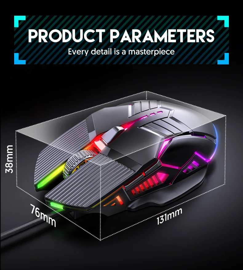 New USB Mouse Computer Wired Mouse Gaming Wired Mouse Glow Mute Mouse Office Gaming Universal PC Mouse Gamer Laptop Accessories