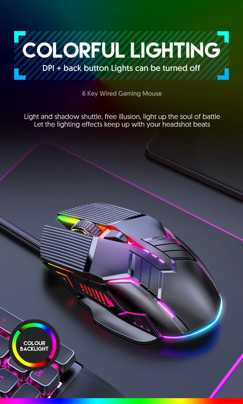 New USB Mouse Computer Wired Mouse Gaming Wired Mouse Glow Mute Mouse Office Gaming Universal PC Mouse Gamer Laptop Accessories
