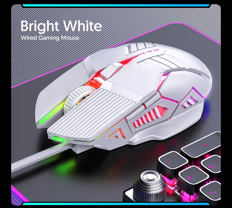 New USB Mouse Computer Wired Mouse Gaming Wired Mouse Glow Mute Mouse Office Gaming Universal PC Mouse Gamer Laptop Accessories