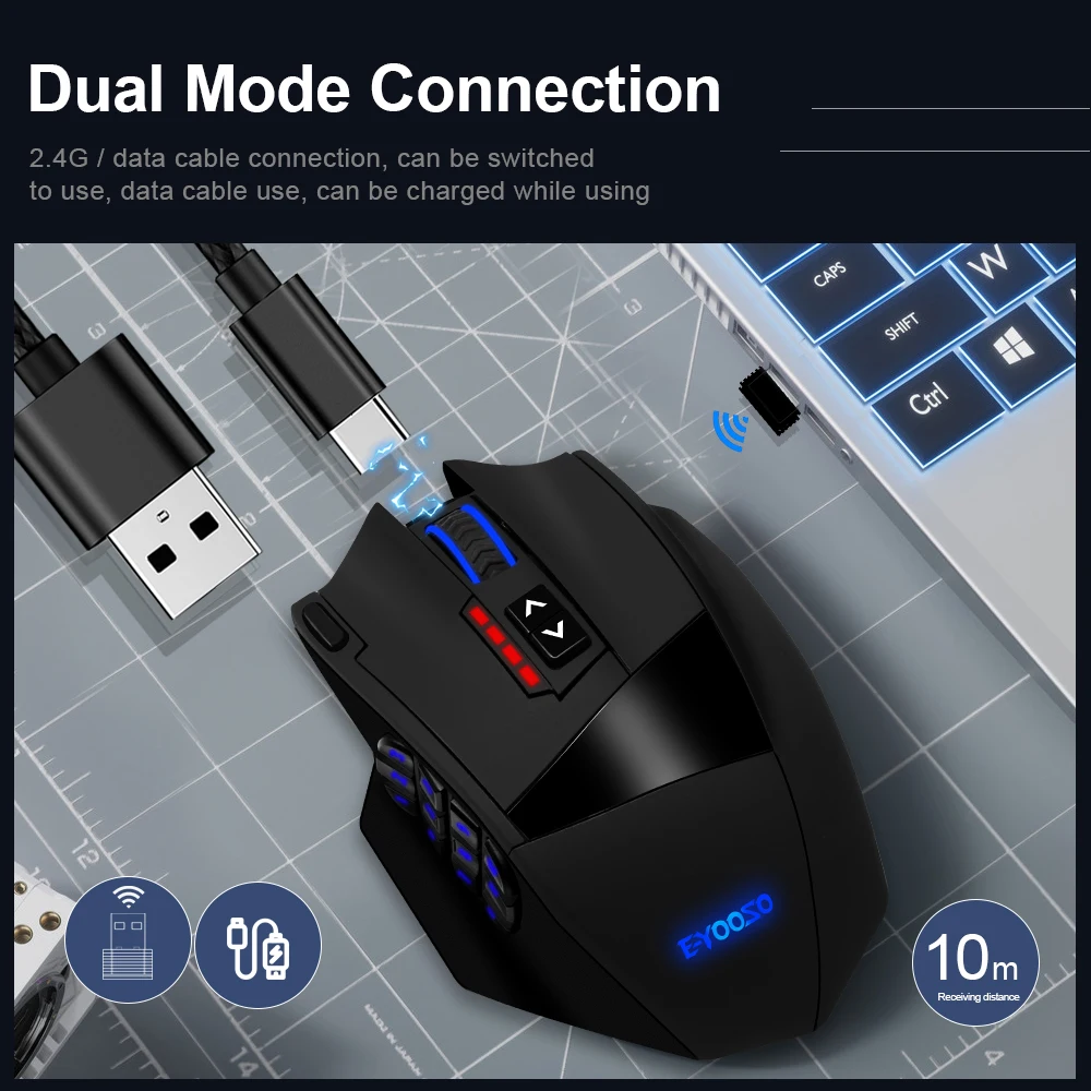 Alternative view of E-YOOSO X-33 RGB USB 2.4G Wireless Gaming Mouse 16000 DPI 16 buttons Programmable game Optical mice for Computer PC Laptop