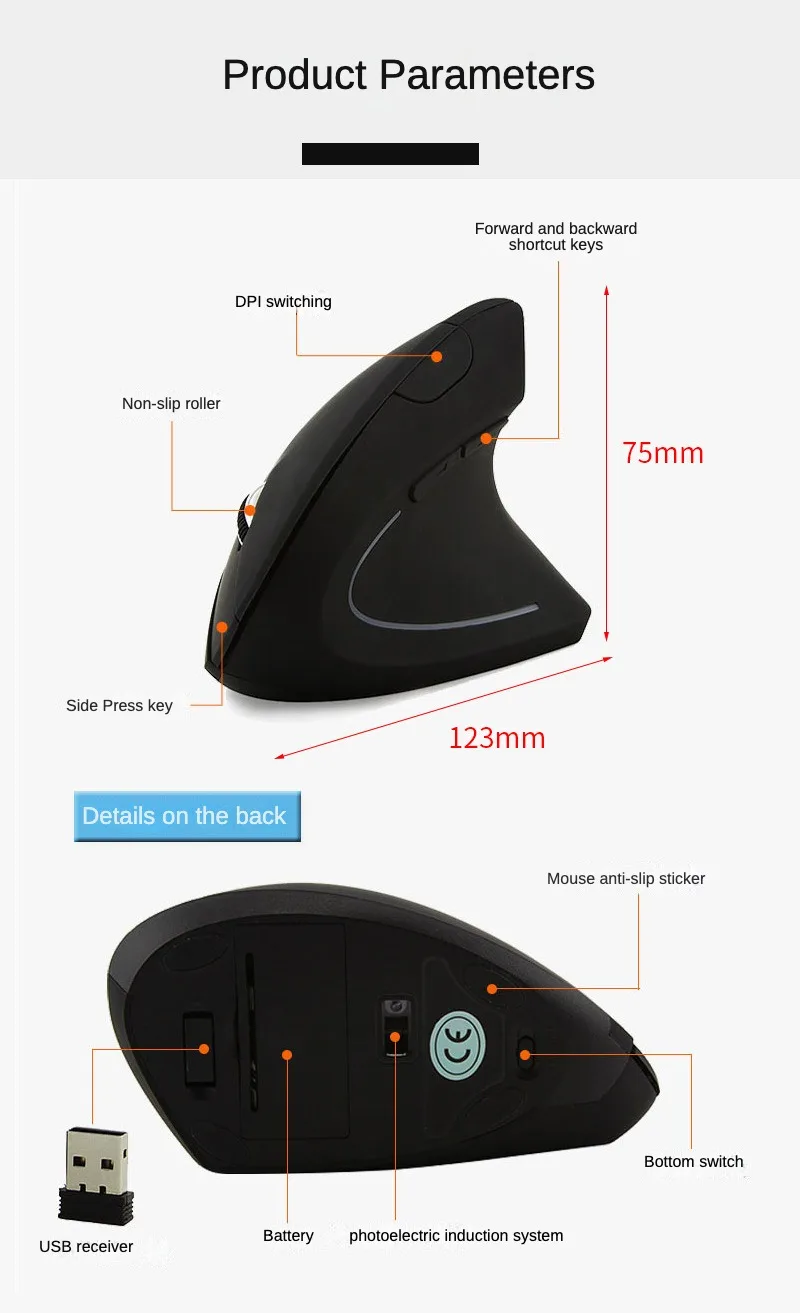 3 Levels DPI for Laptop, PC, Computer, Desktop, Notebook, Specially for Right-handers Wireless Vertical Mouse 3 Levels DPI for Laptop, PC, Computer, Desktop, Notebook, Specially for Right-handers Wireless Vertical Mouse