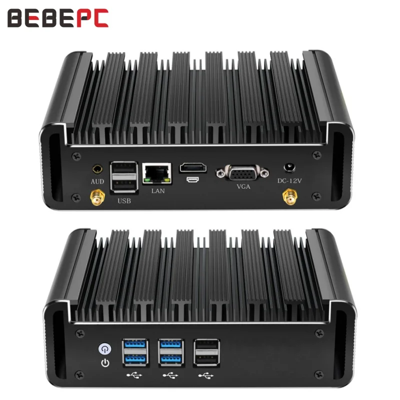 BEBEPC Mini PC Intel Core i7-7500U i5 5200U i3 7100U/5005U Fanless Computer 300M WiFi HDMI Windows 10 4K UHD Office Computer