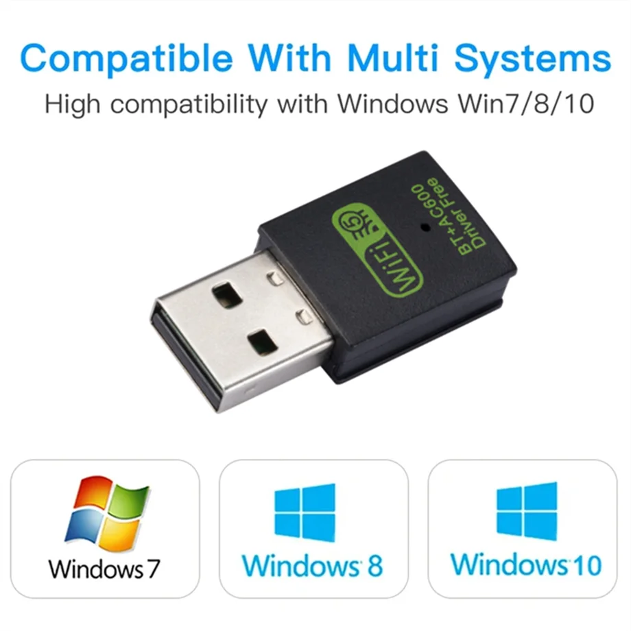 600Mbps USB WiFi Bluetooth Adapter Dual Band 2.4Ghz 5.8Ghz Wireless External Receiver Mini WiFi Dongle for PC Laptop Desktop - Image 6