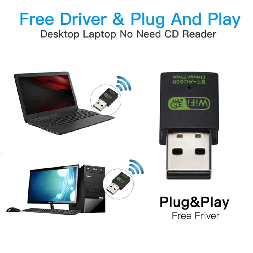 600Mbps USB WiFi Bluetooth Adapter Dual Band 2.4/5.8Ghz Wireless External Receiver RTL8821CU WiFi Dongle for PC Laptop Desktop 600Mbps USB WiFi Bluetooth Adapter Dual Band 2.4/5.8Ghz Wireless External Receiver RTL8821CU WiFi Dongle for PC Laptop Desktop
