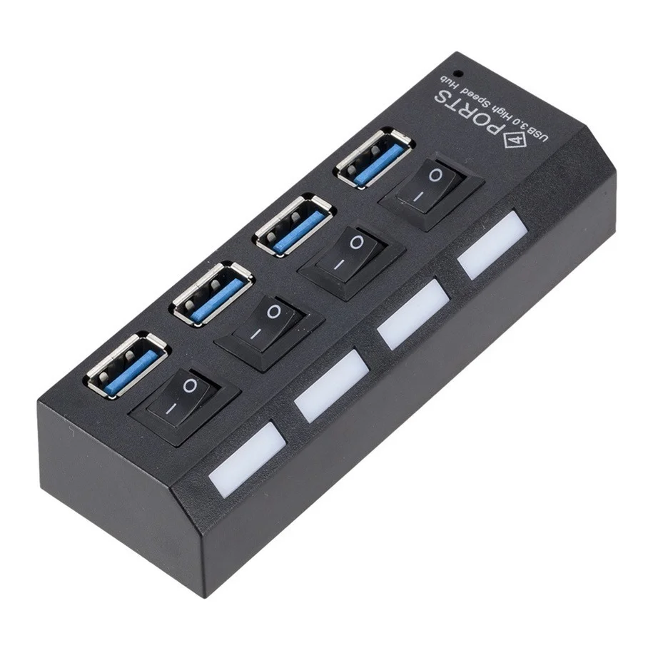 Alternative view of Mini USB HUB 3.0 Super Speed 5Gbps Usb3.0 4 Ports HUB Portable USB 3.0 HUB Splitter With External Power Adapter For PC Accessory