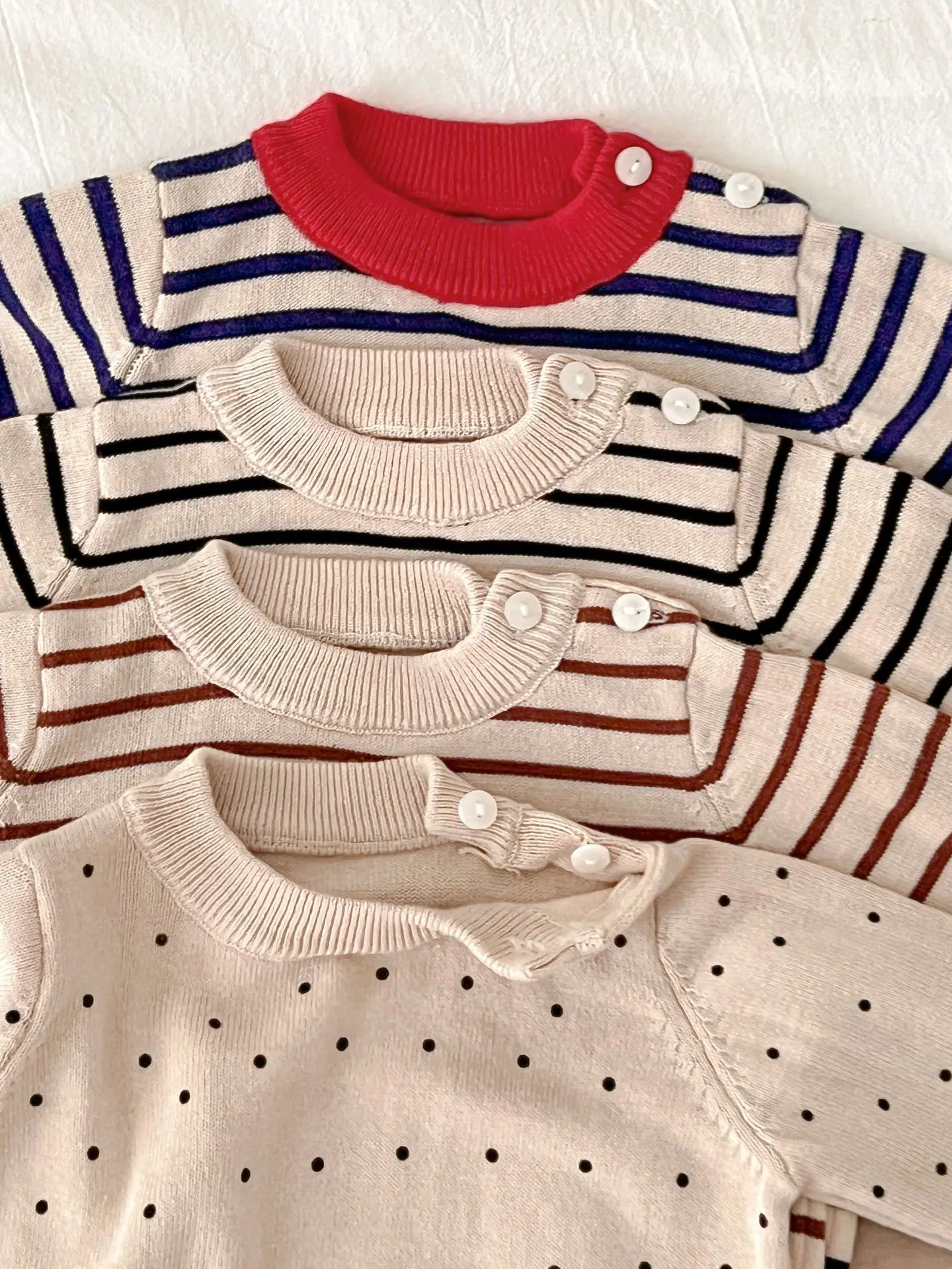 Spring And Autumn Newborn Infant Baby Boys And Girls Knit Top Shirt Stripe Round Dot Sweater Kids Fashion Baby Clothing Spring And Autumn Newborn Infant Baby Boys And Girls Knit Top Shirt Stripe Round Dot Sweater Kids Fashion Baby Clothing